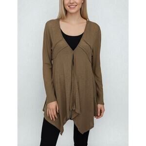 Vintage Y2K Neiman Marcus Linen Blend Long Cardigan Sweater Brown Size L